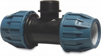 Tyleen T-stuk 90° 25 mm x 3/4" x 25 mm buitendraad