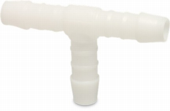Nylon slangtules, T-stuk 4 mm.
