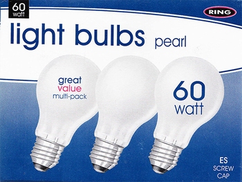 Ring, 3 x 60 watt Light Bulbs.