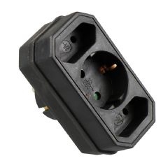 Verloopstekker Zwart, 2x euro + 1x RA, 41199.
