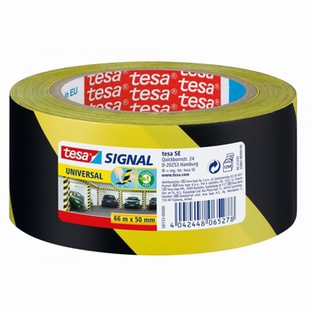 Tesa Universal waarschuwingstape geel/zwart 66 meter x 50 mm
