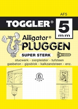 Toggler alligatorplug 5 mm met flens AF 20 stuks.