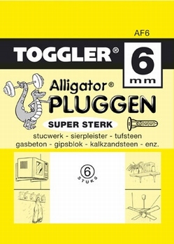Toggler alligatorplug 6 mm met flens AF 6 stuks.