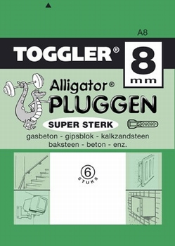 Toggler alligatorplug 8 mm zonder flens A 6 stuks.