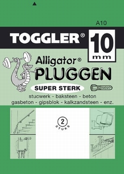 Toggler alligatorplug 10 mm zonder flens A 10 stuks.
