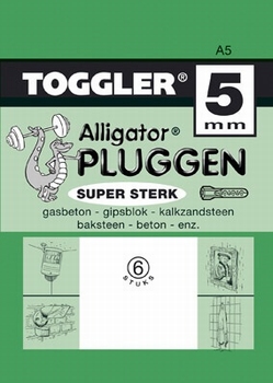 Toggler alligatorplug 5 mm zonder flens A 6 stuks.