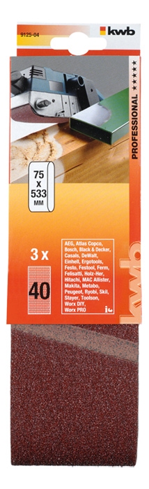 KWB Schuurbanden, 75 X 533 mm, Korrel: 150. (3 stuks)