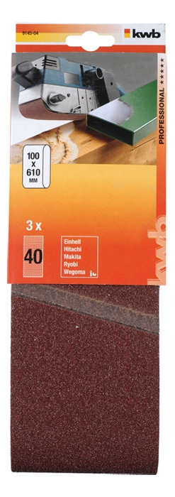 KWB Schuurbanden, 100 X 610 mm, Korrel: 40. (3 stuks)