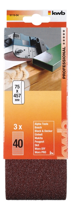 KWB Schuurbanden, 75 X 457 mm, Korrel: 60. (3 stuks)