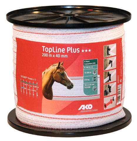 AKO TopLine Plus schriklint wit/rood 4cm-200m.