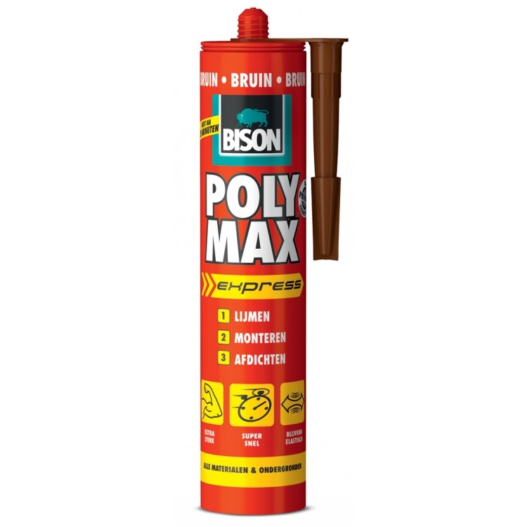 Bison Poly Max Express montagelijm bruin 425 g.