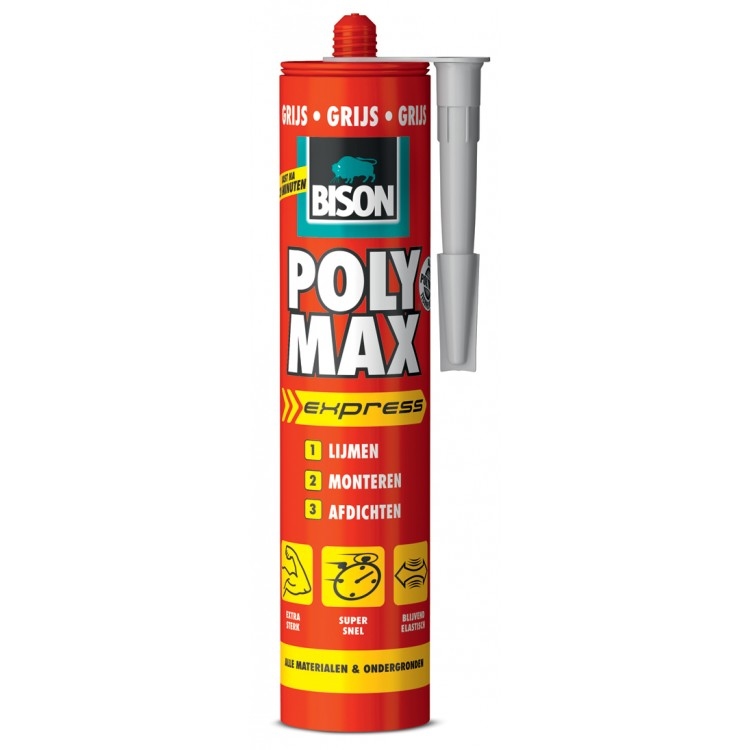 Bison Poly Max Express montagelijm grijs 425 g.