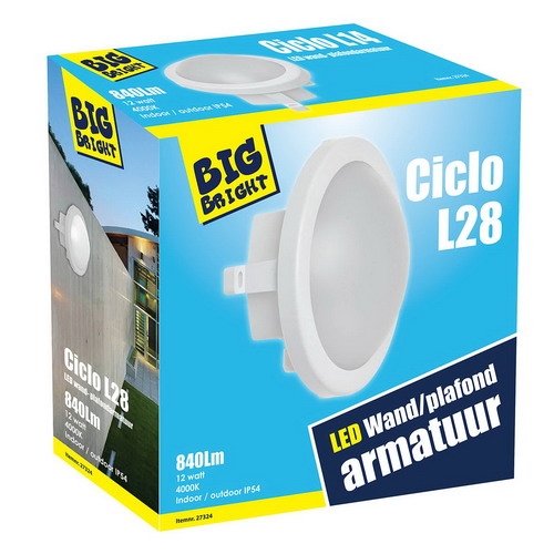 Bulkhead LED 12W 4000K 840lm - rond 21cm.