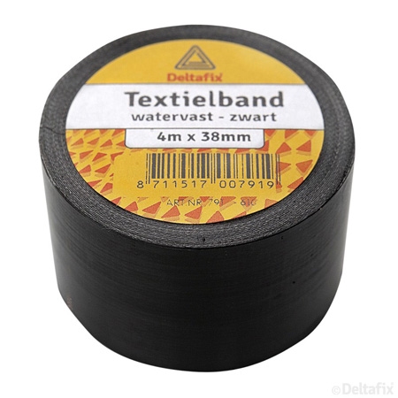 Deltafix, TEXTIELBAND WATERVAST zwart.