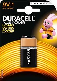 Duracell plus power duralock 9 V batterij.