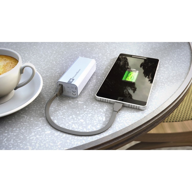 GP PowerBank (1C02A), kleur wit, 2600mAh.