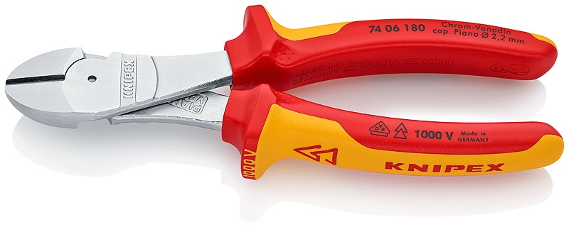 Knipex Kracht-Zijsnijtang comfort 180 mm VDE, (7406180).