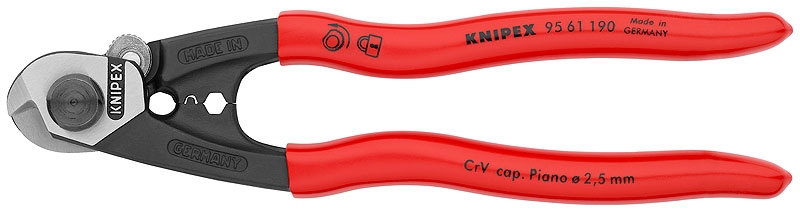 Knipex Staaldraadschaar gepol/kunststof 190 mm, (9561190).