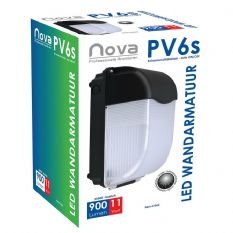 LED Bulk wand armtuur, 11W 4000K, met schemerschakelaar PV6S