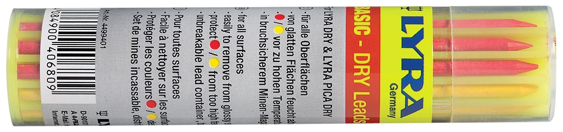Lyra DRY reservestiftjes assorti, 12 st (Zwart/Rood/Geel).
