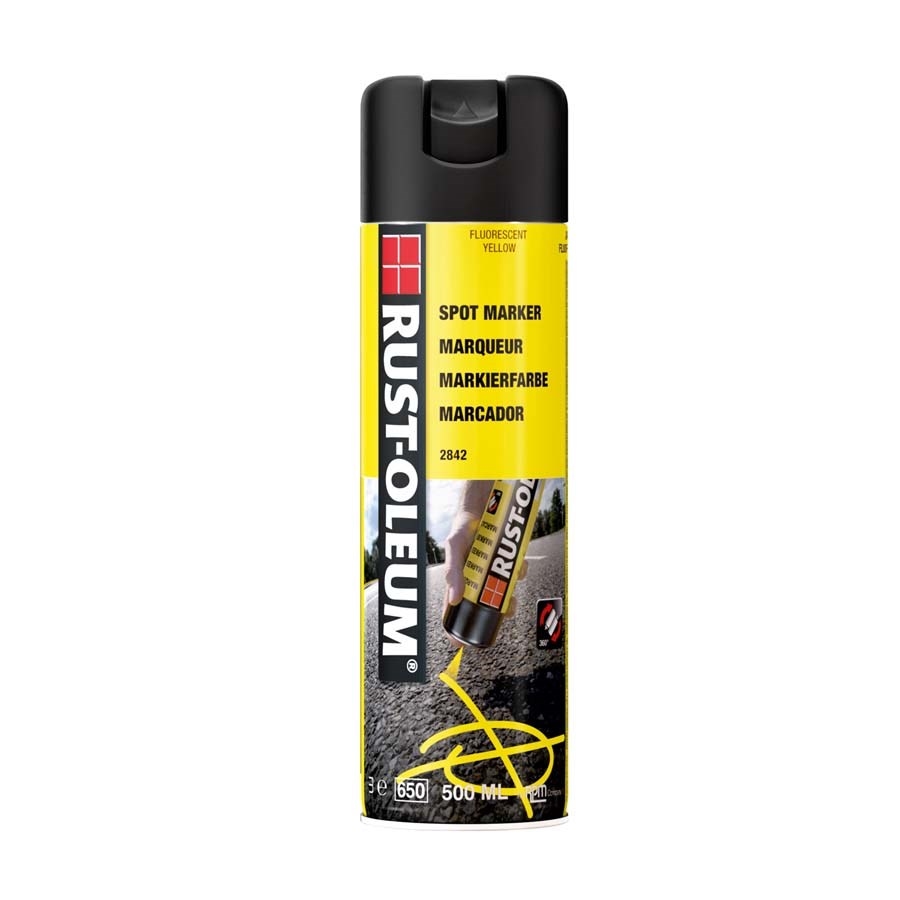 Rust-Oleum Markeerspray, 0,5 Liter, Kleur Fluor Geel.