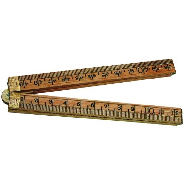 Schuil duimstok messing hout 0,5 m 4-delig