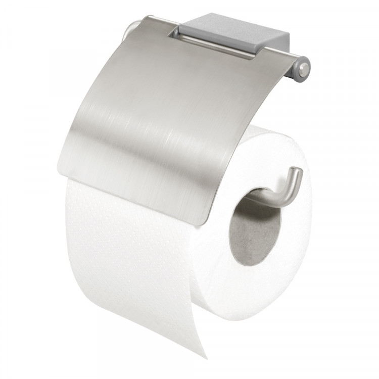 Tiger Cliqit toiletrolhouder + klep donkergrijs/rvs
