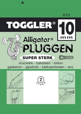 Toggler alligatorplug 10 mm zonder flens A 10 stuks.