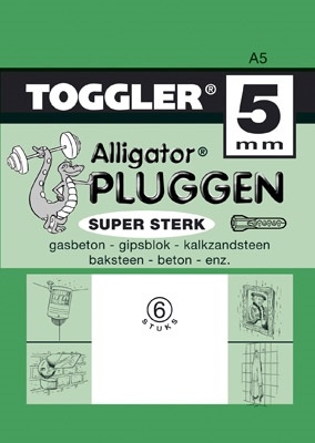 Toggler alligatorplug 5 mm zonder flens A 6 stuks.