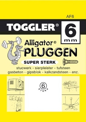 Toggler alligatorplug 6 mm met flens AF 6 stuks.
