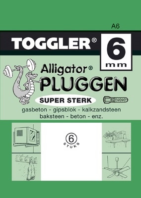 Toggler alligatorplug 6 mm zonder flens A 6 stuks.