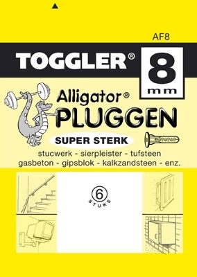 Toggler alligatorplug 8 mm met flens AF 6 stuks.