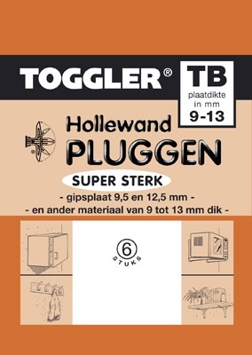 Toggler hollewandplug TB nylon 6 stuks.