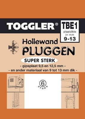 Toggler hollewandplug TBE 1 met kraag 6 stuks.