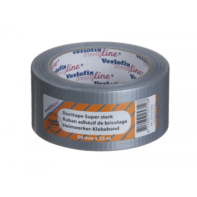 Verlofix Duct tape profi 50 mm x 25 meter grijs.