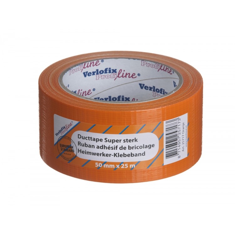 Verlofix Duct tape profi 50 mm x 25 meter oranje.