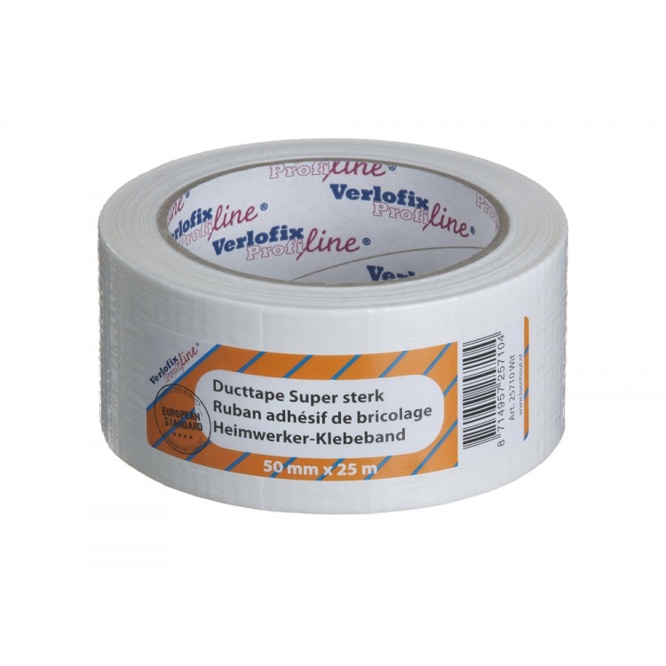 Verlofix Duct tape profi 50 mm x 25 meter wit.