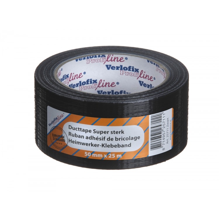 Verlofix Duct tape profi 50 mm x 25 meter zwart.