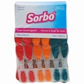 Sorbo wasknijper plastic met softgrip 24 stuks.